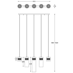 Flash Sale Szeroka listwa sufitowa nad wyspę P0389-05E-B5AC GEM | Kaja Żyrandole Nowoczesne