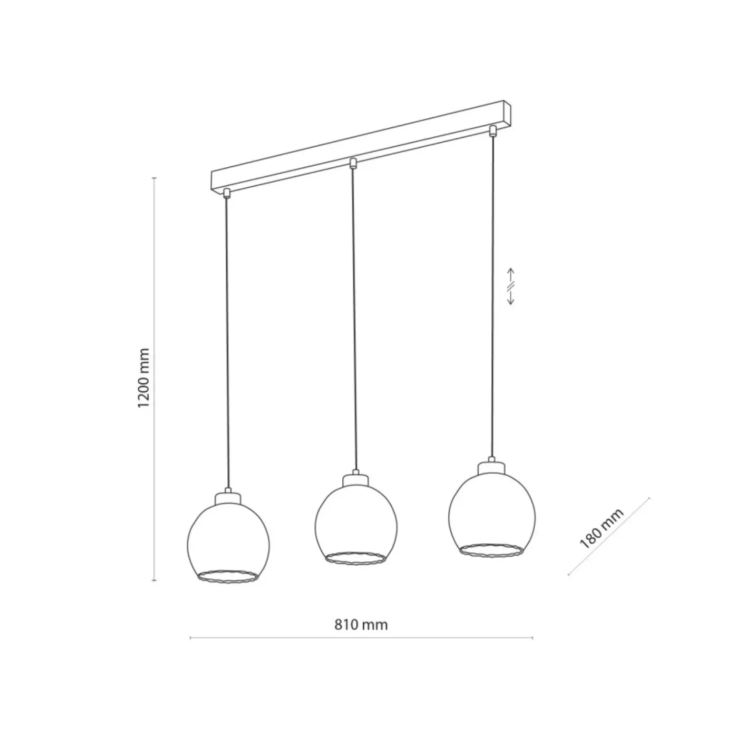 Fashion Szeroka listwa sufitowa z wiszącymi kloszami TK 4580 z serii DEVI Żyrandole Nowoczesne