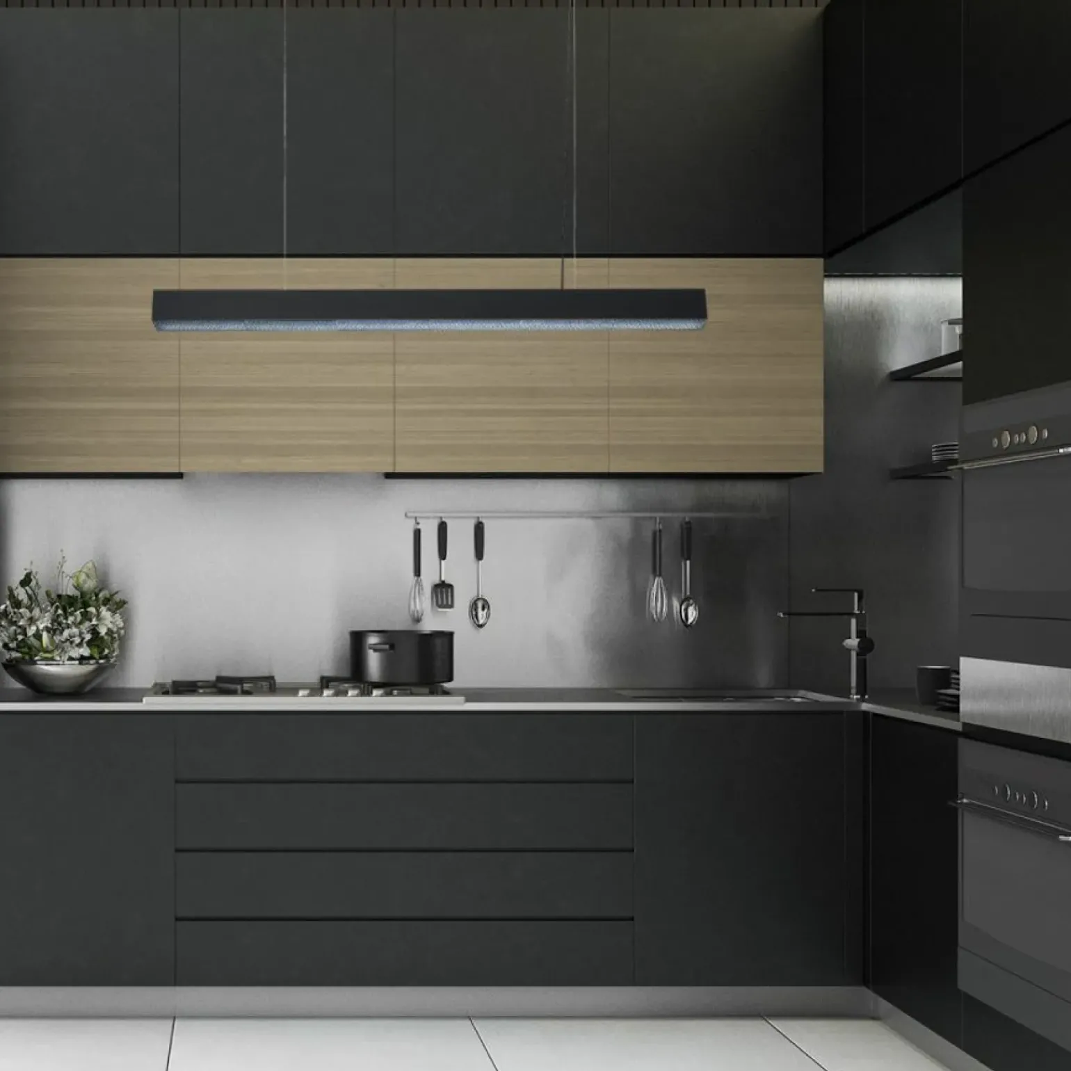 Sale Szeroka listwa wisząca LED 120cm LP-1201/1P L BK SMART MIRA L | Kaja Żyrandole Nowoczesne