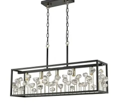 Shop Szeroka, nietypowa lampa wisząca nad stół P0541-05B-SDAC - CAROLINE Żyrandole Nowoczesne