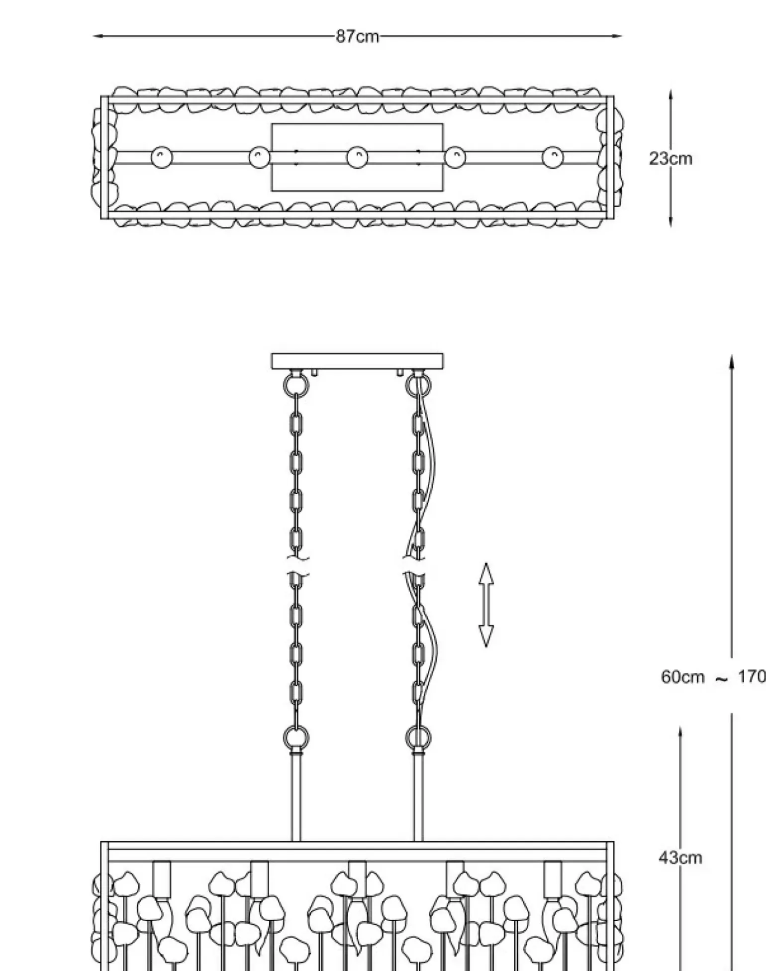 Shop Szeroka, nietypowa lampa wisząca nad stół P0541-05B-SDAC - CAROLINE Żyrandole Nowoczesne