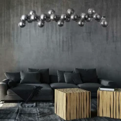 Store Szeroka, srebrna lampa wisząca MOD547PL-25CH DALLAS | Kaja Oświetlenie Żyrandole Nowoczesne