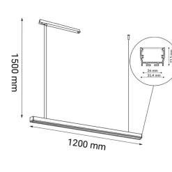 Store Szeroka, techniczna lampa LED 120cm 4000K ANT 1850 HIATE | Kaja Żyrandole Nowoczesne