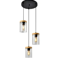 Best Szklana lampa wisząca do salonu, na 3 żarówki 33-22011 z serii WELS | Kaja Oświe Żyrandole Nowoczesne