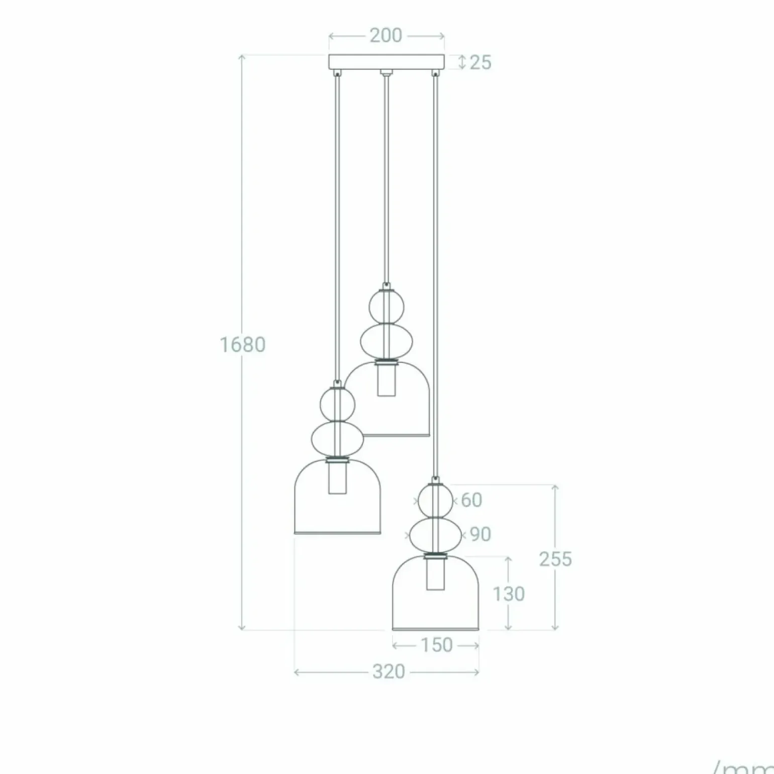 Best Sale Szklana lampa wisząca w stylu art. Deco ABR-3KOLOK-A KOLORENO | Kaja Żyrandole Nowoczesne