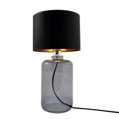 Sklep Kaja Szklana lampka z czarno-złotym abażurem 5505BKGO SAMASUN | Kaja