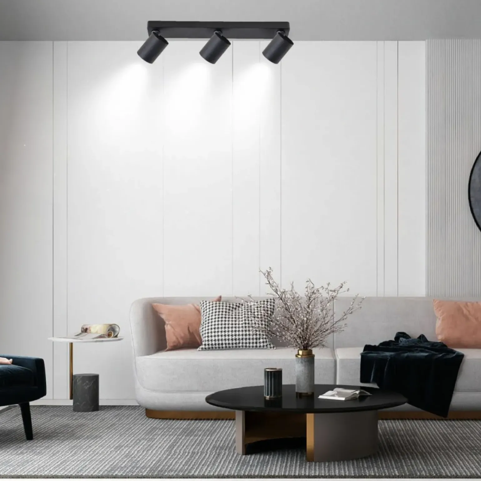 New Szyna z reflektorami, do korytarza LP-731/3W BK SNOW | Kaja Żyrandole Nowoczesne