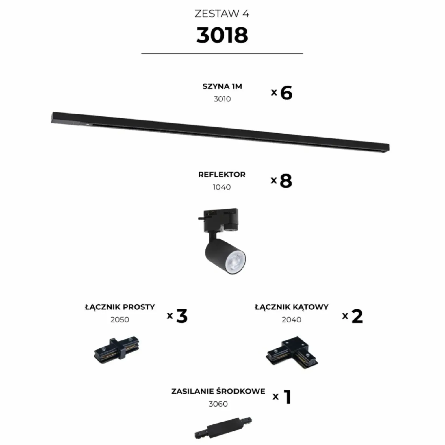 Sklep Kaja Szynoprzewód komplet kształt U ze spotami 2mx2mx2m ZM 3018 | Kaja