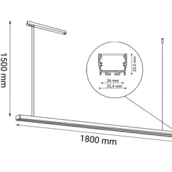 Best Techniczna lampa nad wyspę kuchenną 180cm 4000K ANT 1858 HIATE | Kaja Żyrandole Nowoczesne