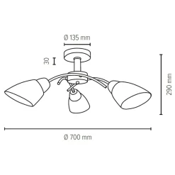 Sklep Kaja Trójramienna, drewniana lampa sufitowa 8142374 VILETTA WOOD | Kaja