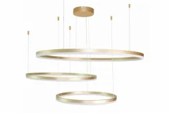 Cheap Trzy złote ledowe koła wisząca 3000K do salonu AZ4708 HALO | Kaja Żyrandole Nowoczesne