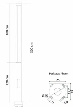 Sklep Kaja Trzymetrowa lampa ogrodowa, zintegrowany LED FMAX-3000 z serii FAN | Kaja Oświet