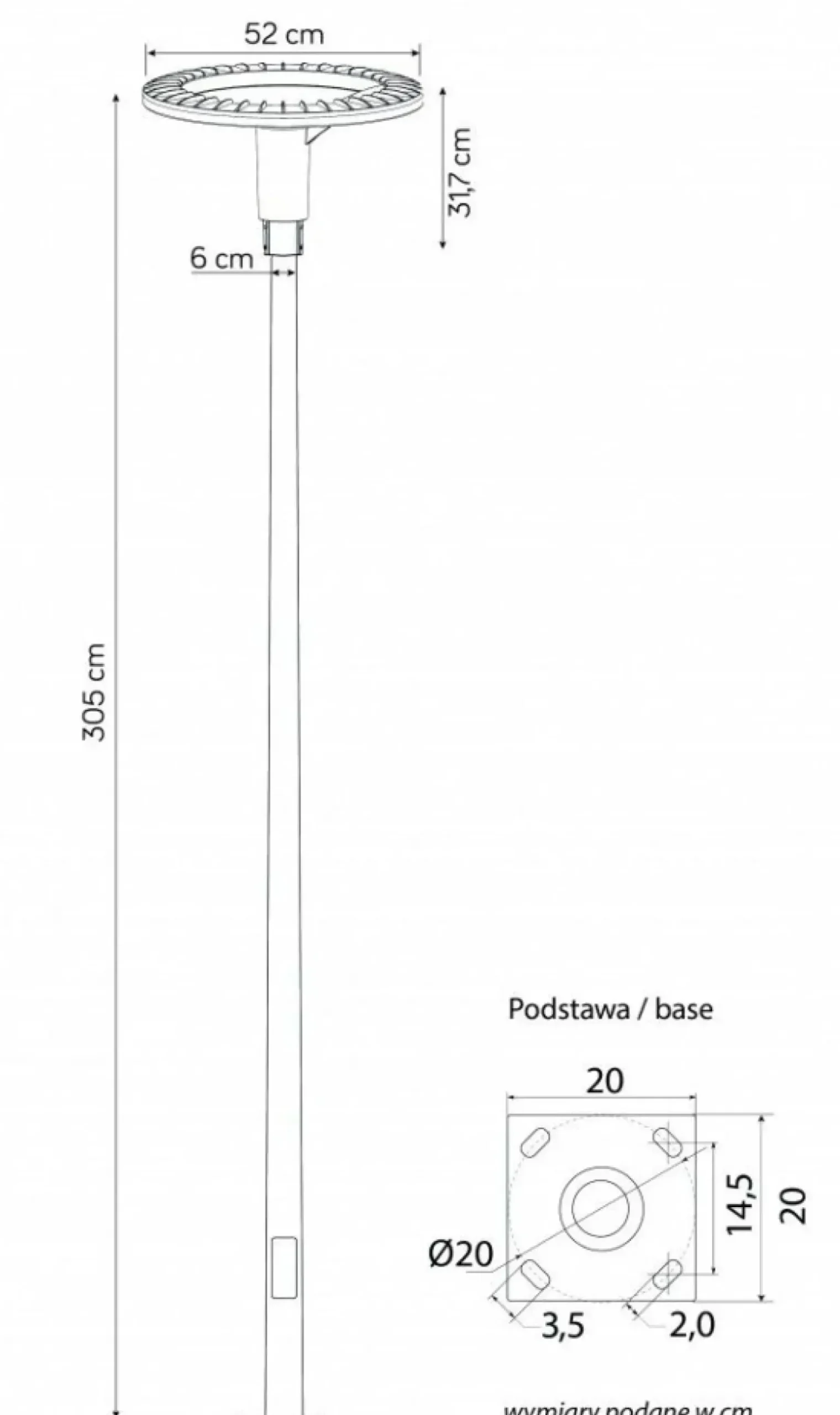 Sklep Kaja Trzymetrowa lampa parkowa, wbudowany LED 60W STRMAX-3000 z serii STER | Kaja Ośw