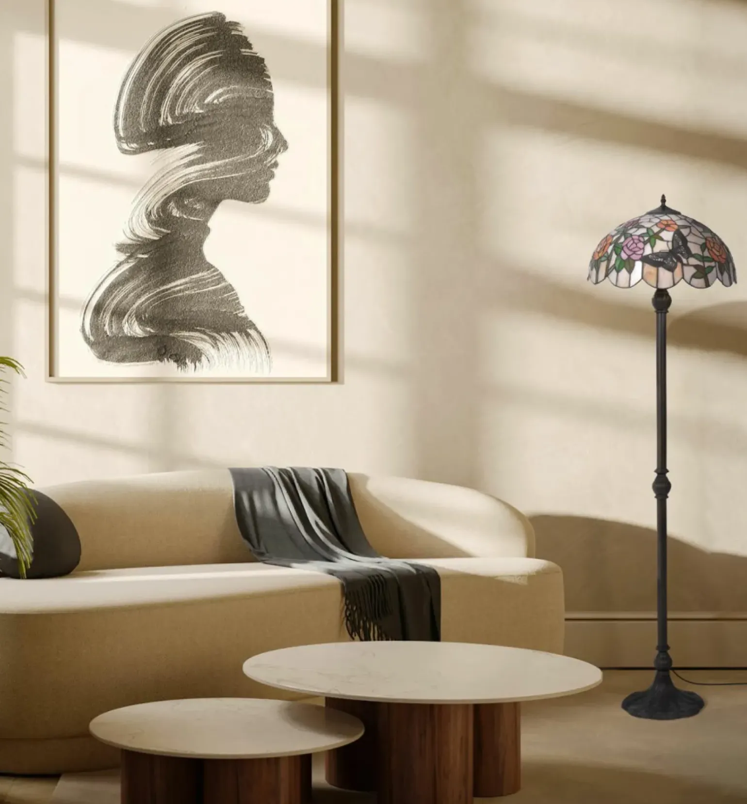 Sklep Kaja Unikalna lampa podłogowa, dekoracyjny witraż K-F16835 z serii ROSE