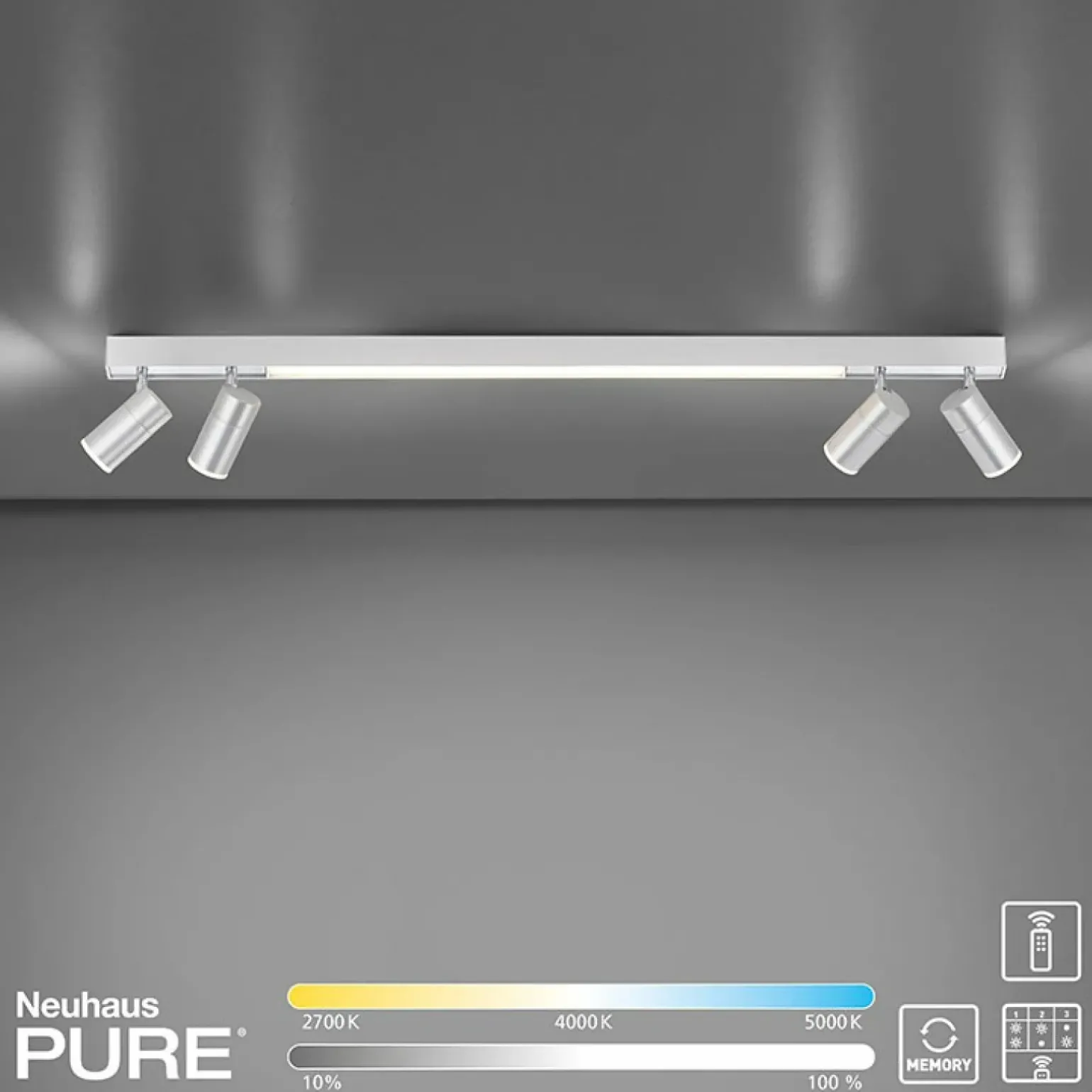 Cheap Świecąca listwa LED z reflektorami na pilot 6121-95 z serii PURE-LINES Żyrandole Nowoczesne