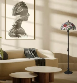 Sklep Kaja Wielobarwna lampa podłogowa, witraż K-F161386 z serii BUTTERFLY