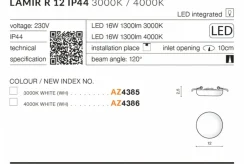 Sklep Kaja Wpustowe białe oczko LED 4000K łazienkowe AZ4386 LAMIR | Kaja