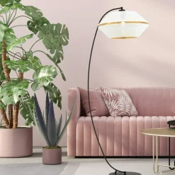 Sklep Kaja Wygięta, ozdobna lampa stojąca z białym abażurem 1184/LP z serii MALIA