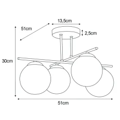 Hot Wyjątkowa lampa sufitowa z czterema kloszami K-5161 z serii DELTA Żyrandole Nowoczesne
