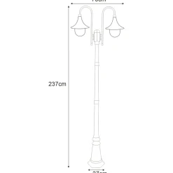 Sklep Kaja Wysoka dwuramienna latarnia ogrodowa K-8127 CZ/ZŁ BOSTON | Kaja