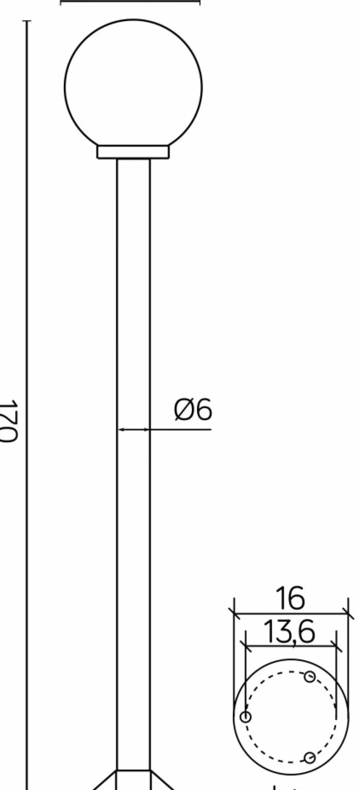 Sklep Kaja Wysoka, klasyczna lampa stojąca, pionowa K 5002/1/K 200 z serii KULE | Kaja Oświ