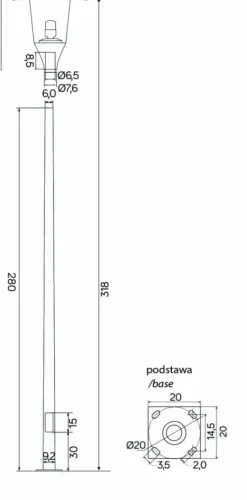 Sklep Kaja Wysoka, trzymetrowa lampa ogrodowa, gwint E27 MTS-ME27 z serii METIS | Kaja Oświ