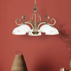 Sklep Kaja Żyrandol do salonu w stylu vintage, białe klosze 149/5 WIVARA | Kaja