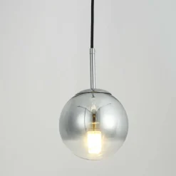 Store Żyrandol z chromowanym, okrągłym kloszem LP-2844/1P S CH z serii PALLA Żyrandole Nowoczesne