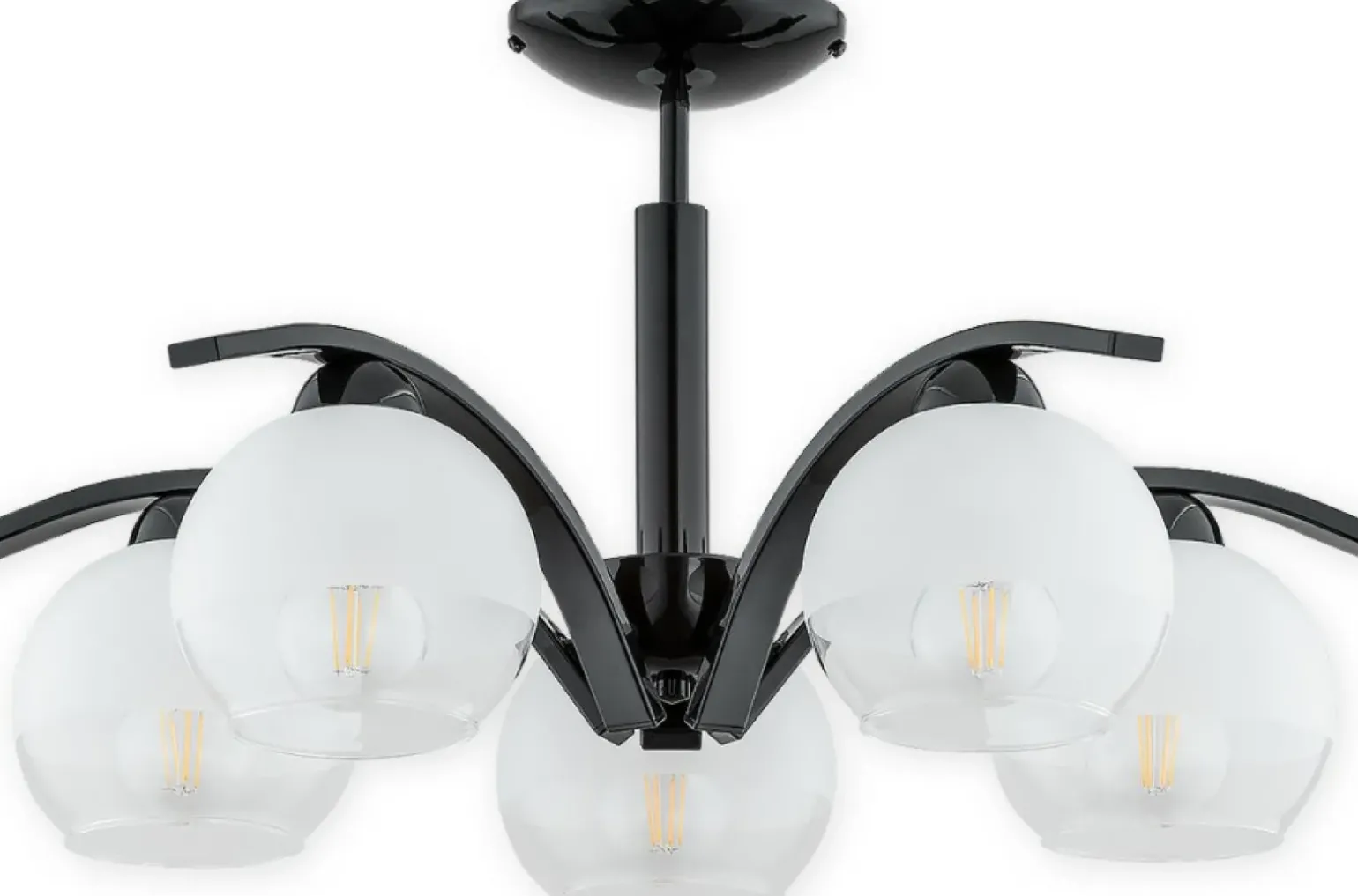 Sklep Kaja Żyrandol z kloszami białymi mrożonymi O2525 W5 CZA | Kaja Oświetlenie