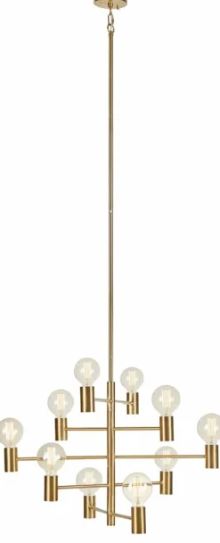 Store Żyrandol z odsłoniętymi żarówkami mosiądz 108117 | Kaja Oświetlenie Żyrandole Nowoczesne