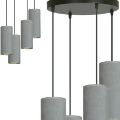 Flash Sale Żyrandol z szaro-złotymi abażurami 1060/4PREM BENTE PREMIUM | Kaja Żyrandole Nowoczesne