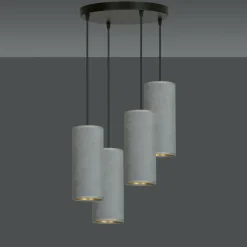 Flash Sale Żyrandol z szaro-złotymi abażurami 1060/4PREM BENTE PREMIUM | Kaja Żyrandole Nowoczesne