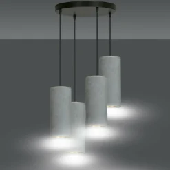 Flash Sale Żyrandol z szaro-złotymi abażurami 1060/4PREM BENTE PREMIUM | Kaja Żyrandole Nowoczesne