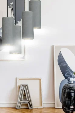 Flash Sale Żyrandol z szaro-złotymi abażurami 1060/4PREM BENTE PREMIUM | Kaja Żyrandole Nowoczesne