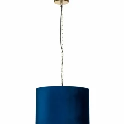 New Żyrandol z welurowym, granatowym abażurem P06-GD-BL z serii INGA Żyrandole Nowoczesne