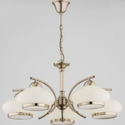 Sklep Kaja Zdobiony żyrandol z beżowymi kloszami ze szkła AL 28295 | Kaja