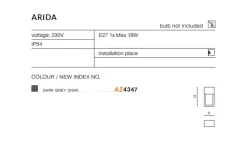 Sklep Kaja Zewnętrzna lampa ścienna elewacyjna szara AZ4347 ARIDA | Kaja