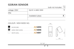 Sklep Kaja Zewnętrzna lampa ścienna z czujnikiem ruchu AZ4695 GORAN | Kaja