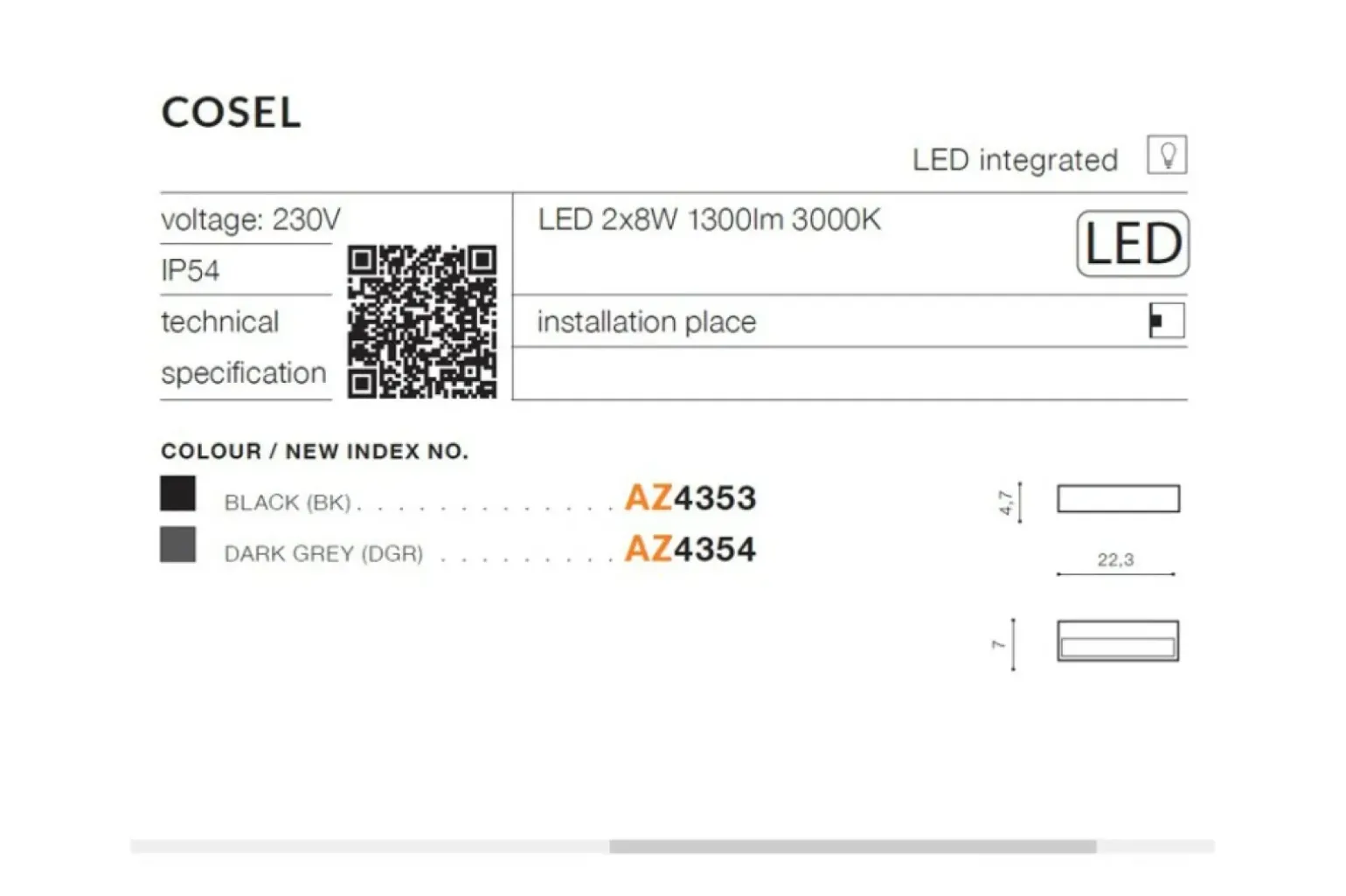 Sklep Kaja Zewnętrzny kinkiet dwukierunkowy AZ4353 COSEL | Kaja
