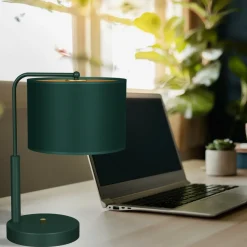 Sklep Kaja Zielona lampka stołowa z abażurem, do biura MLP7880 z serii VERDE | Kaja Oświetl