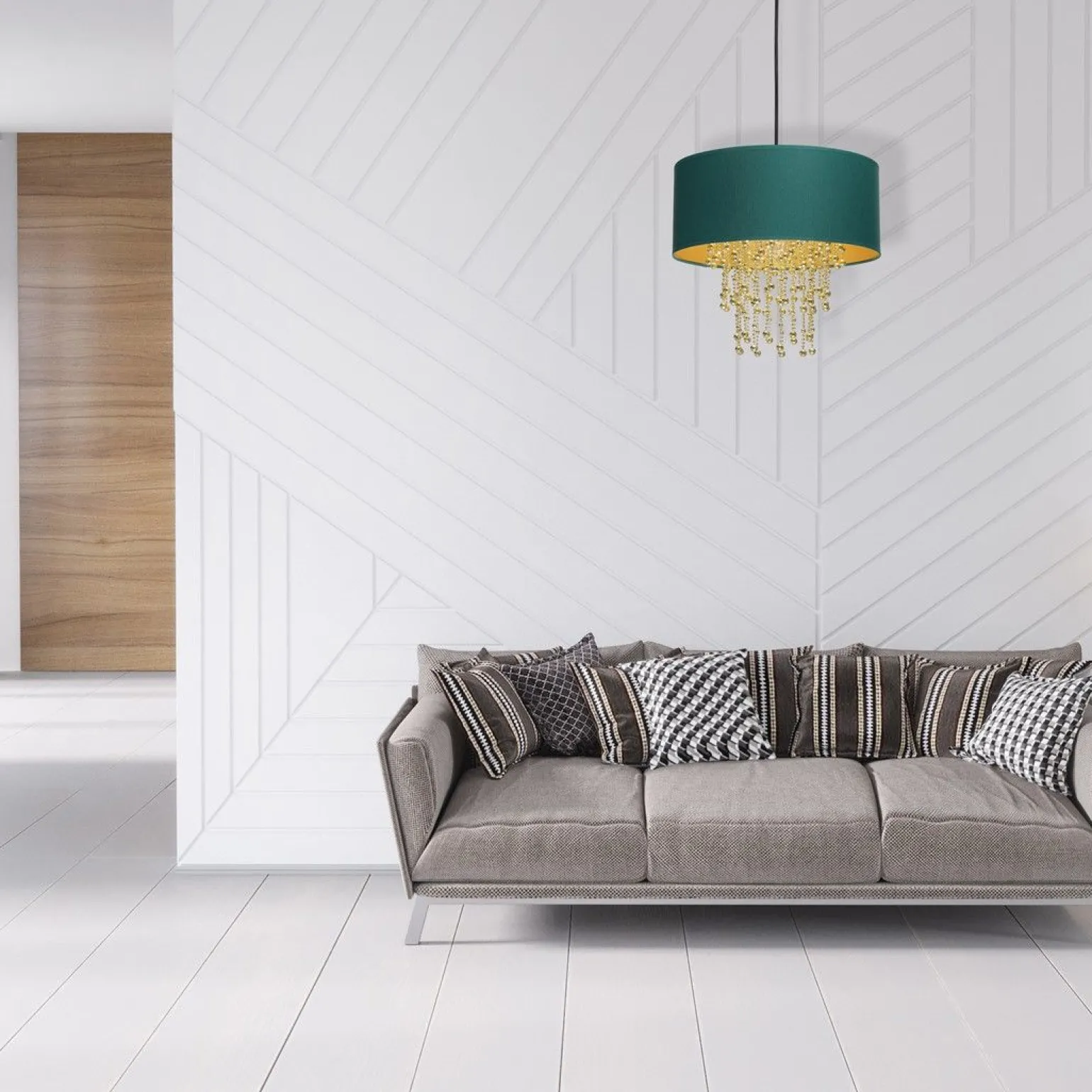 Sklep Kaja Zielono-złota lampa wisząca z kryształkami MLP6451 z serii ALMERIA | Kaja Oświet