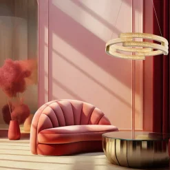 New Złota, dekoracyjna lampa wisząca do salonu LP-1810/1P GD TARJA | Kaja Żyrandole Nowoczesne