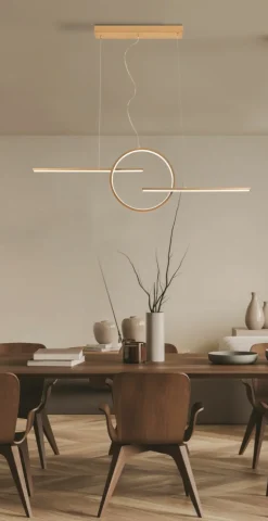 Hot Złota, geometryczna lampa LED nad wyspę kuchenną AZ5258 LAUREN | Kaja Żyrandole Nowoczesne