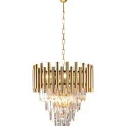Best Złota, kryształowa lampa wisząca do salonu ML5992 MADISON | Kaja Żyrandole Nowoczesne