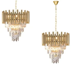 Best Złota, kryształowa lampa wisząca do salonu ML5992 MADISON | Kaja Żyrandole Nowoczesne