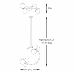 Store Złota lampa na sztywnym zwisie P0454-06Q-F7AA MOLECULE | Kaja Żyrandole Nowoczesne