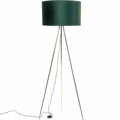 Sklep Kaja Złota lampa stojąca trójnóg z abażurem H06-GD-GR INGA | Kaja