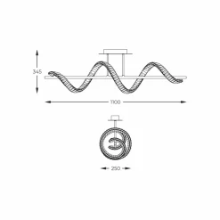 Fashion Złota lampa sufitowa, kryształowa wstążka MX3170-1-3GT ATHESA | Kaja Żyrandole Nowoczesne