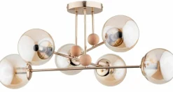 Store Złota lampa sufitowa z bursztynowymi kloszami AL 63133 OPTY | Kaja Żyrandole Nowoczesne