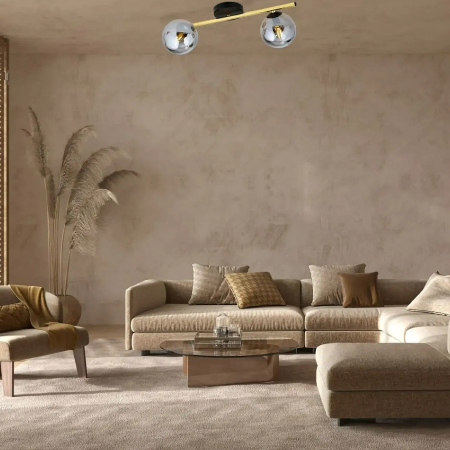 Best Złota lampa sufitowa z ciemnymi kloszami 1246/2 z serii SPLENDI | Kaja Żyrandole Nowoczesne